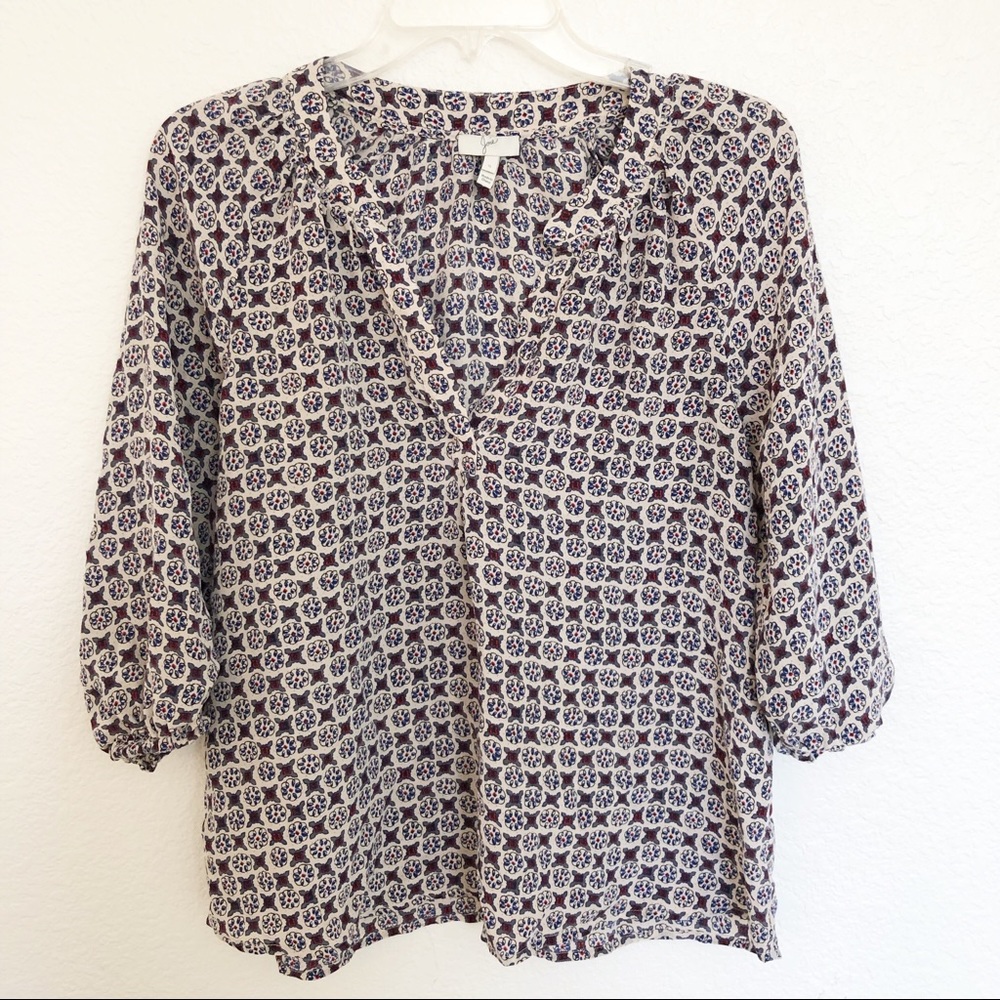 Joie Modele Addie B Print Silk Popover Blouse - Picture 2 of 7